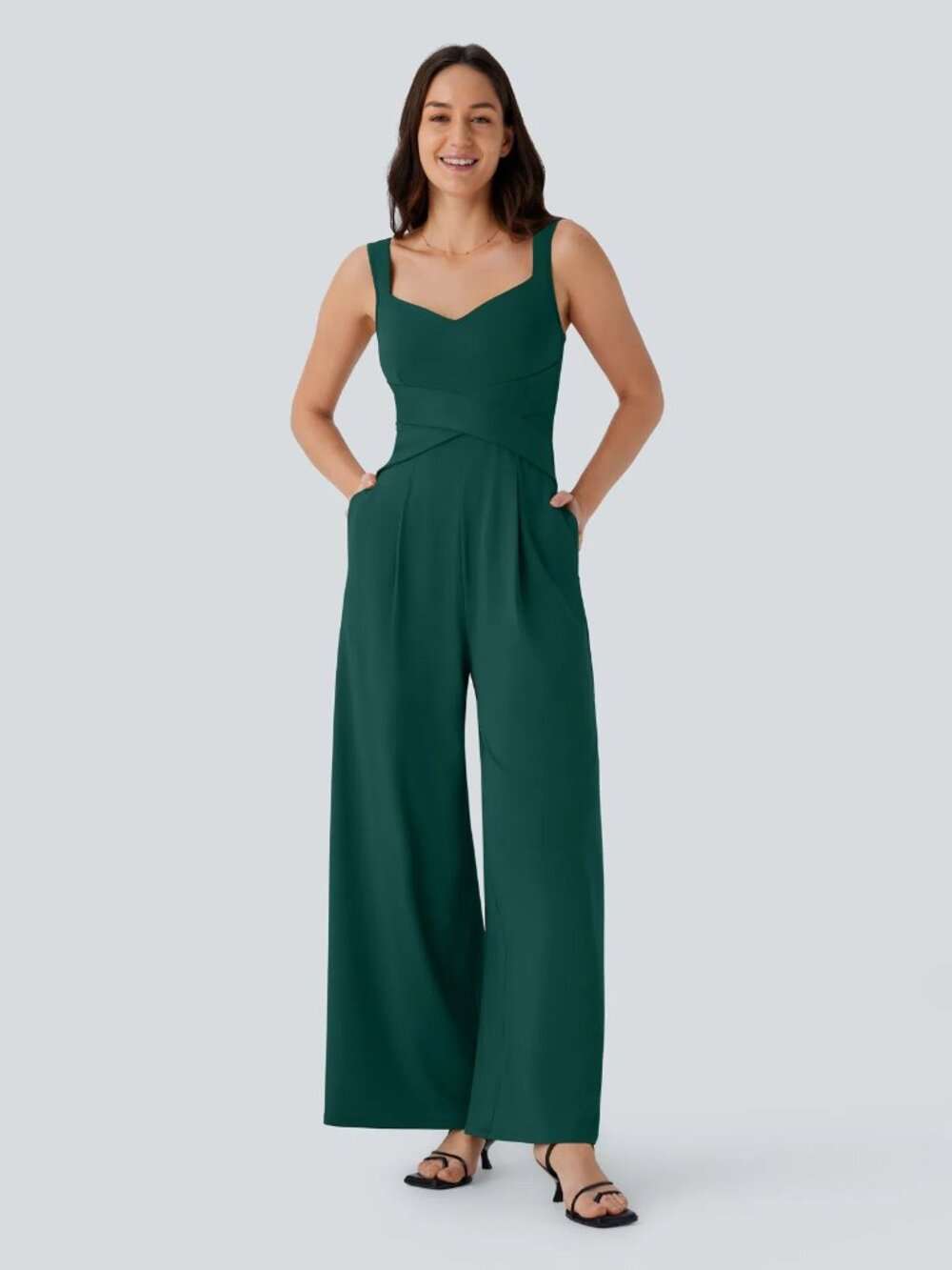 Halara U Back Sleeveless Casual Jumpsuit with Pockets size XS NWT